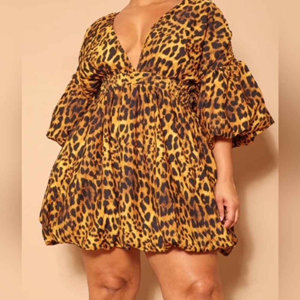 PrettyLittleThing Yellow Leopard Print Mini Dress